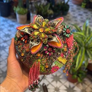 Colorful Beaded Floral Clutch